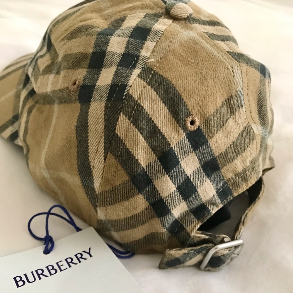 🆕 BURBERRY Unisex Twill Check Baseball Cap - Picture 8 of 11